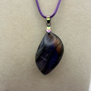 Dark Purple Flash Labradorite Pendant Necklace